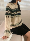Babe Vintage Snowflake Nordic Round Long Sleeve Knit