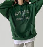 Manhattan Lettering Loose Fit Unisex Lightweight Hood T-Shirt