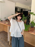 Nanako Summer Ribbon Puff Short Sleeve Bolero Knit Cardigan