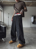 Dove raw fabric balloon wide pants
