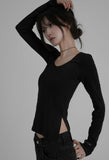 [ EEUN MADE ] V neck slim longsleeved