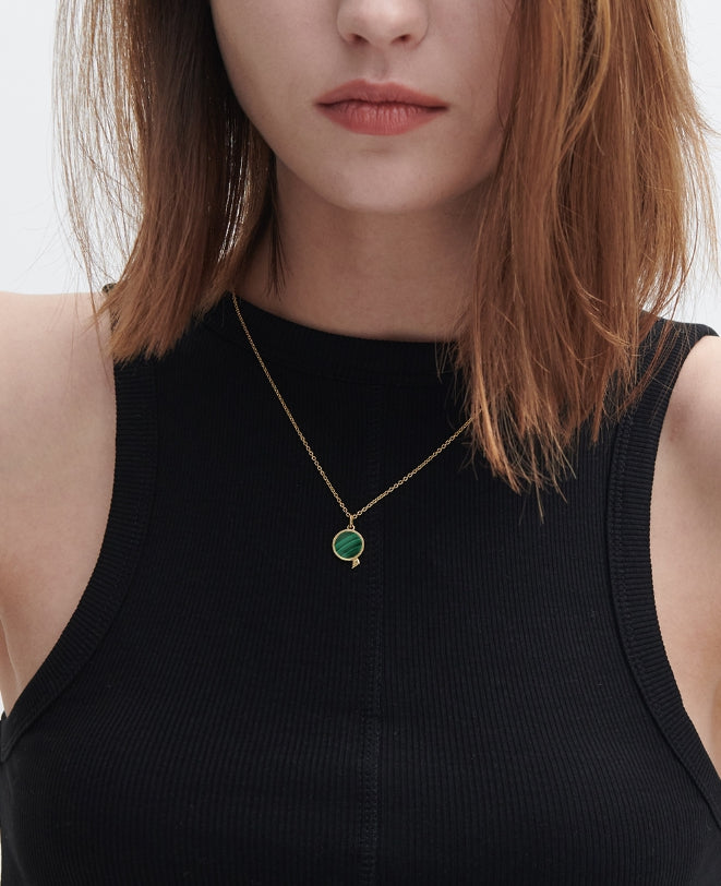 ◇HYERES LOR◇ Fenidor Silver (Y) Flat Necklace Malachite HL HYÈRES LOR (イエールロール ) - ペニドルプラットシルバー(Y