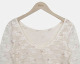 Leona Flower See-through Three Quarter T-shirt