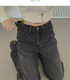 Brushed Hem Snap Jogger Wide Denim Pants