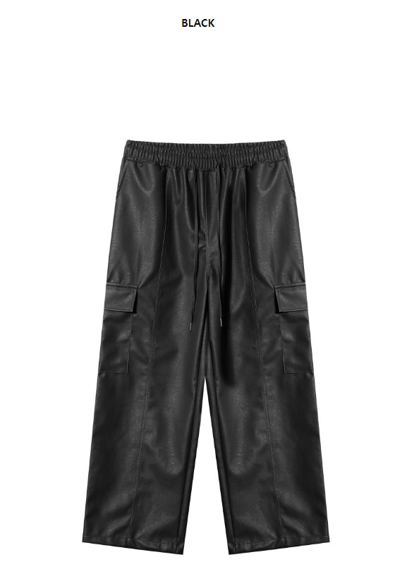 【DISCERNMENT】Buffing leather cargo pants DISCERNMENT (ディーサーメント) - バフィングレザーカーゴ