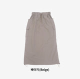 Poron string back slit pocket skirt