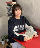 [unisex] Kiruko String Fleece Color Matching Lettering Sweatshirt