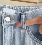 Antho summer cotton wide banding denim pants