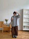 [unisex] Imeo Check Short Sleeve Hood Shirt