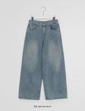Dronghin Dart Washing Denim Wide Pants