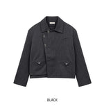 Rugen diagonal button crop blazer