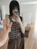 Titan hippie color matching striped vest sleeveless