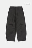 Twill snap wide cotton pants