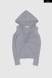 Teen open shoulder shirring hood top