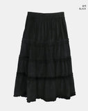 Chaa Mink Brushed Tiered Long Skirt