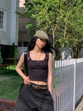 Cherry ribbed square crop top