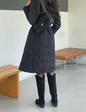 Vero Rabbit Fur Collar Long Padding Coat (Belt Set)