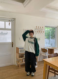 [BAONHAUS] Batilo Color matching Lettering Over Sweatshirt