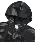 CAMO APPLIQUE CROP ZIP UP HOODIE