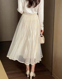 Pierre Double Tulle Lace Pleated Banding Skirt