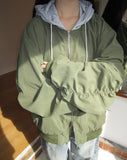 [Fake Layered] Devin Overfit Shirring Two-Way Hood Flight Jumper