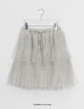 Samen Frill Tulle Banding Midi Skirt