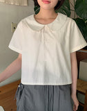 [BAONHAUS] Kepping round collar short sleeve blouse