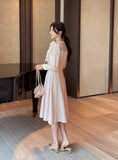 Ramet Tweed Chiffon Tie Flare One Piece