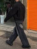 Snap Wide Black Washed Denim