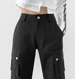 Cut long semi-straight cargo pocket pants