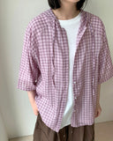 Masui check over hood shirt