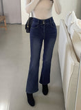 Mikel Span Brushed Two Button Bootcut Denim Pants