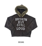 Loud Corduroy Stud Fur Hood Zip-Up