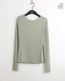 Tatin back buckle strap slit long sleeve T-shirt