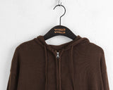Tilts Y2K Knitwear Semi-Crop Hood Zip-Up Cardigan
