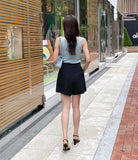 Tiamo Linen High Waist Double Button Shorts