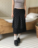 Kiko Dot Nylon Layered Pleated Midi Skirt