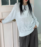 [Riverable] Dilt Two-Way Double Side Hole Sleeve Slit Long Sleeve Knit