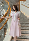 Michelle Tie Color Matching Tulip Flare Long One Piece