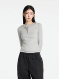 W Basic Henley Neck Long Sleeve