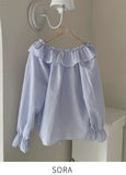 Aper Stripe Frill Blouse