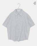 Copper linen overfit check shirt