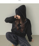 Two-Way Fleece High Neck Thick Hood Zip-Up