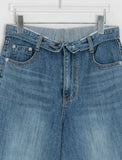 Garange Foldover Low Washing Wide Denim Pants
