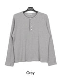 Kenz Waffle Henley Neck Long Sleeve