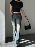 Cut Washing Bootcut Denim