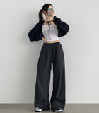 Hem Snap Folding Balloon Wide Banding Pants