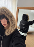 (Lining Brushed) STARRY FUR HOOD ZIP-UP