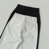 Capri Half-Length Banding Hem Slit Cotton Slacks Pants
