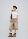 Silky Wrinkle Off-Shoulder Tee